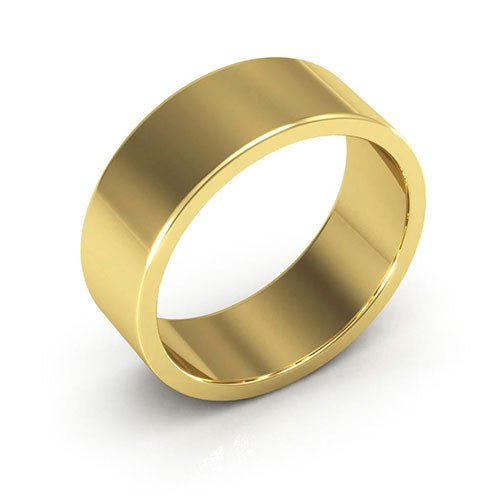 14K Yellow Gold 7mm heavy weight flat wedding band - DELLAFORA