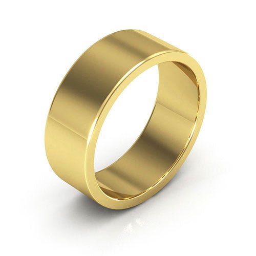 14K Yellow Gold 7mm heavy weight flat wedding band - DELLAFORA