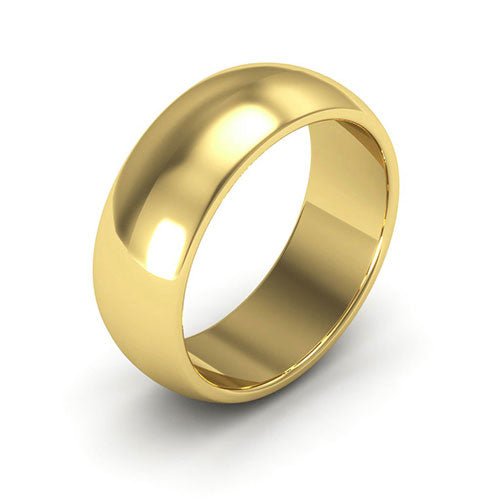 14K Yellow Gold 7mm heavy weight half round wedding band - DELLAFORA