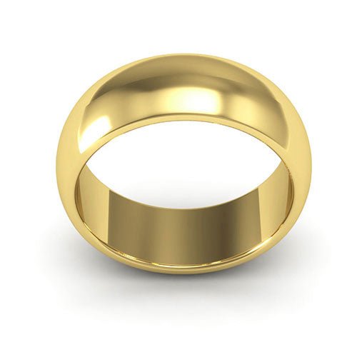 14K Yellow Gold 7mm heavy weight half round wedding band - DELLAFORA