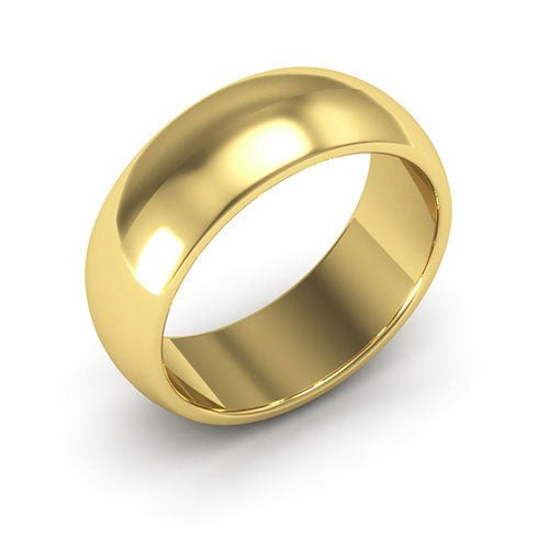 14K Yellow Gold 7mm heavy weight half round wedding band - DELLAFORA