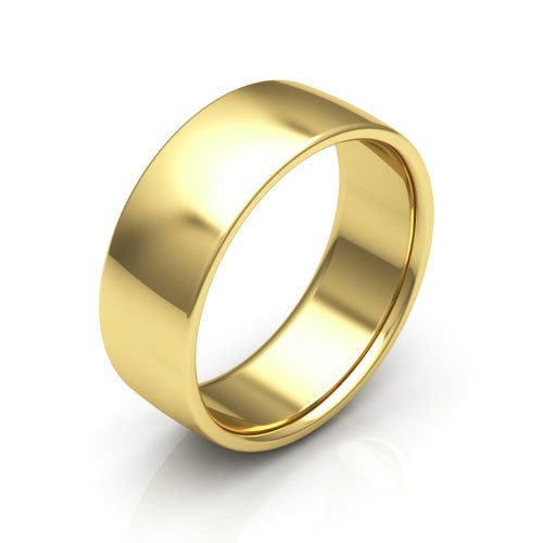 14K Yellow Gold 7mm low dome comfort fit wedding band - DELLAFORA