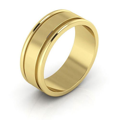 14K Yellow Gold 7mm raised edge design wedding band - DELLAFORA