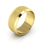 14K Yellow Gold 8mm beveled edge satin center wedding band - DELLAFORA