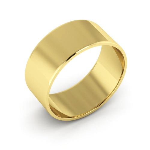 14K Yellow Gold 8mm extra light flat wedding bands - DELLAFORA