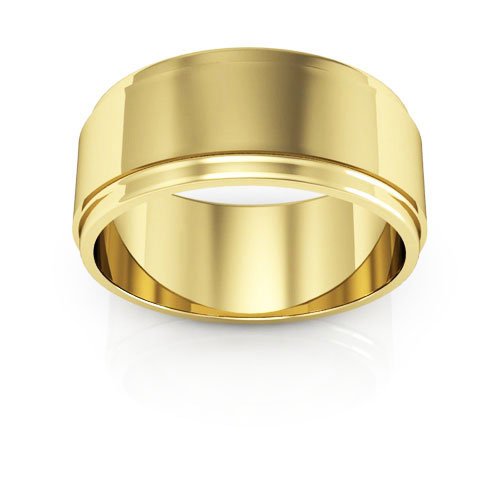 14K Yellow Gold 8mm flat edge design wedding band - DELLAFORA