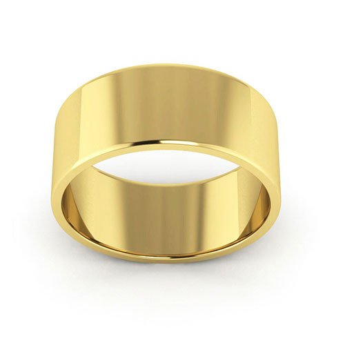 14K Yellow Gold 8mm flat wedding band - DELLAFORA