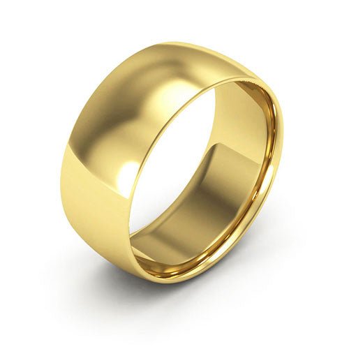 14K Yellow Gold 8mm half round comfort fit wedding band - DELLAFORA