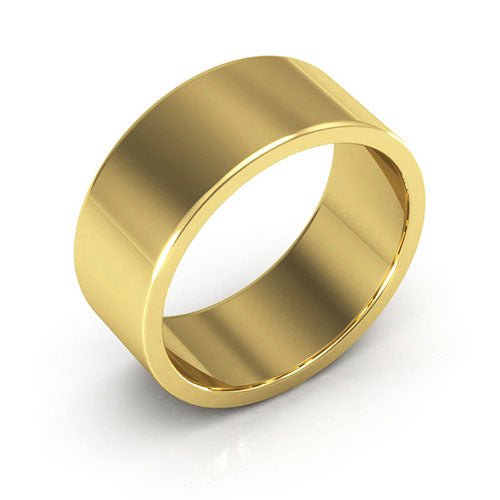 14K Yellow Gold 8mm heavy weight flat wedding band - DELLAFORA