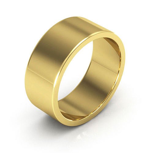 14K Yellow Gold 8mm heavy weight flat wedding band - DELLAFORA