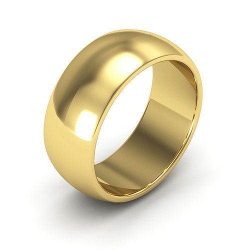 14K Yellow Gold 8mm heavy weight half round wedding band - DELLAFORA