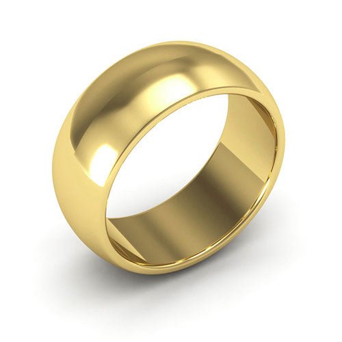 14K Yellow Gold 8mm heavy weight half round wedding band - DELLAFORA