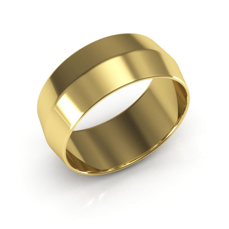 14K Yellow Gold 8mm knife edge wedding band - DELLAFORA