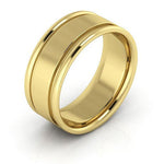 14K Yellow Gold 8mm raised edge design comfort fit wedding band - DELLAFORA