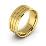 14K Yellow Gold 8mm rigged flat comfort fit wedding band - DELLAFORA