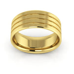 14K Yellow Gold 8mm rigged flat comfort fit wedding band - DELLAFORA