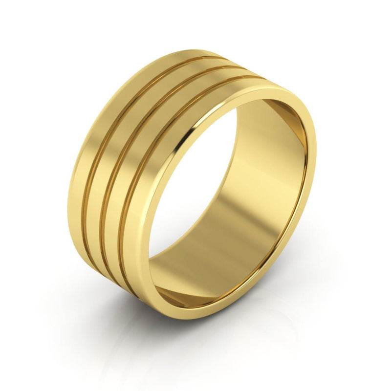 14K Yellow Gold 8mm rigged flat wedding band - DELLAFORA