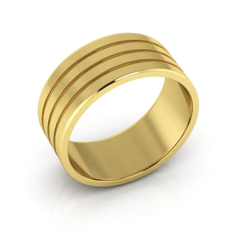 14K Yellow Gold 8mm rigged flat wedding band - DELLAFORA