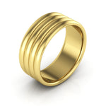 14K Yellow Gold 8mm rigged half round comfort fit wedding band - DELLAFORA