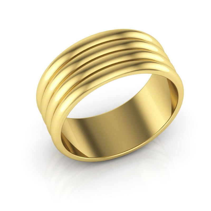 14K Yellow Gold 8mm rigged half round wedding band - DELLAFORA