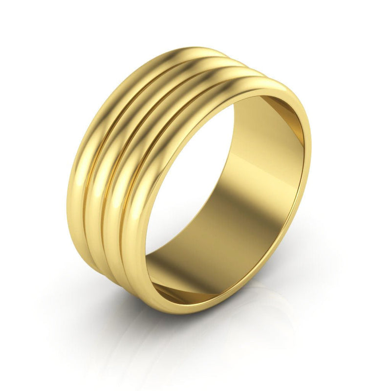 14K Yellow Gold 8mm rigged half round wedding band - DELLAFORA