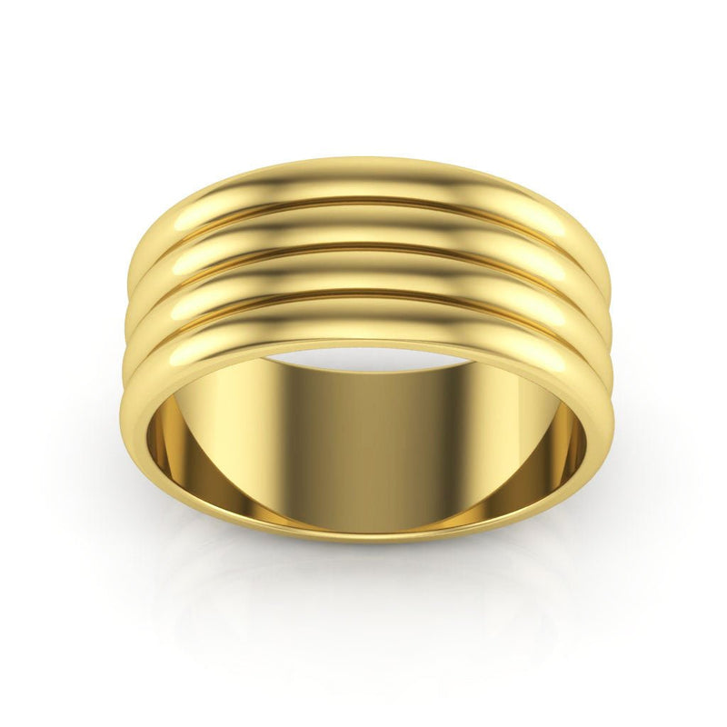 14K Yellow Gold 8mm rigged half round wedding band - DELLAFORA