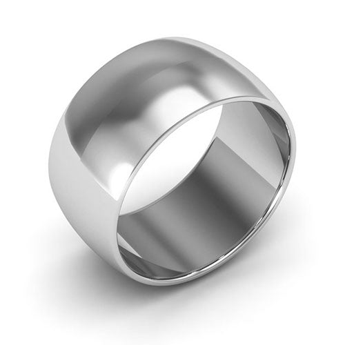 18K White Gold 10mm half round wedding band - DELLAFORA