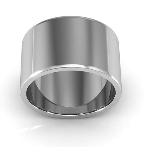 18K White Gold 12mm heavy weight flat wedding band - DELLAFORA