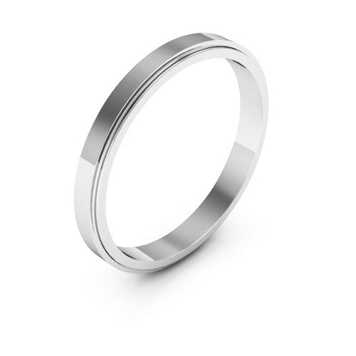 18K White Gold 2.5mm flat edge design wedding band - DELLAFORA