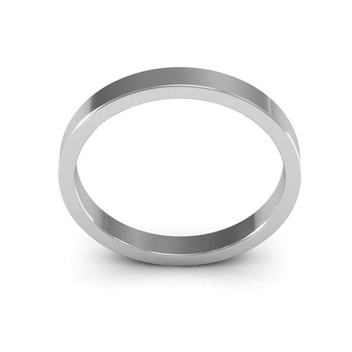 18K White Gold 2.5mm heavy weight flat wedding band - DELLAFORA