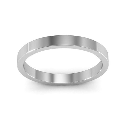 18K White Gold 2.5mm heavy weight flat wedding band - DELLAFORA