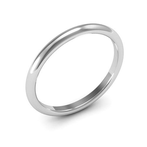 18K White Gold 2mm half round comfort fit wedding band - DELLAFORA