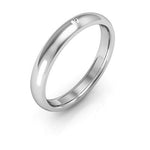 18K White Gold 3mm half round comfort fit diamond wedding band - DELLAFORA