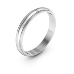 18K White Gold 3mm half round edge design wedding band - DELLAFORA