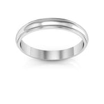 18K White Gold 3mm half round edge design wedding band - DELLAFORA