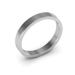 18K White Gold 3mm heavy weight flat wedding band - DELLAFORA