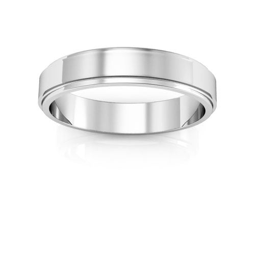 18K White Gold 4mm flat edge design wedding band - DELLAFORA