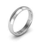 18K White Gold 4mm half round comfort fit wedding band - DELLAFORA