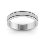 18K White Gold 4mm raised edge design brushed center wedding band - DELLAFORA