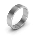 18K White Gold 5mm heavy weight flat wedding band - DELLAFORA