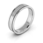 18K White Gold 5mm raised edge design comfort fit wedding band - DELLAFORA