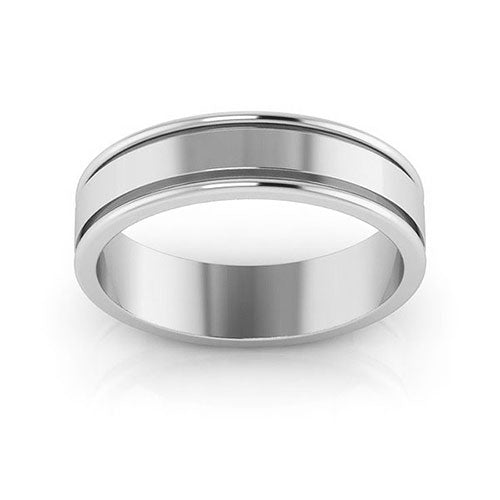 18K White Gold 5mm raised edge design wedding band - DELLAFORA