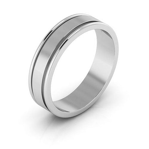 18K White Gold 5mm raised edge design wedding band - DELLAFORA