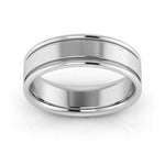 18K White Gold 6mm raised edge design comfort fit wedding band - DELLAFORA