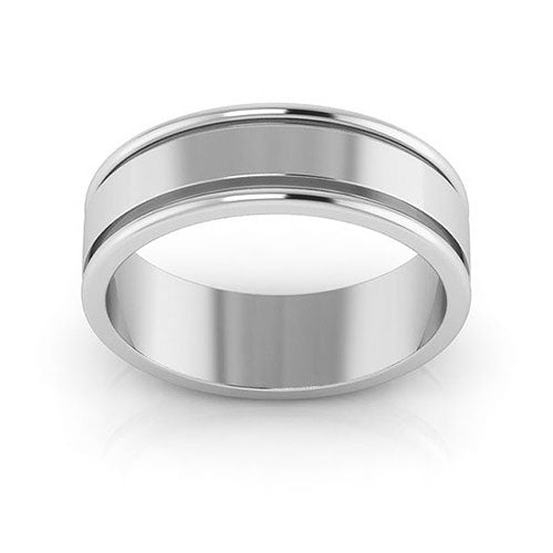 18K White Gold 6mm raised edge design wedding band - DELLAFORA