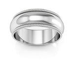 18K White Gold 7mm milgrain wedding band - DELLAFORA