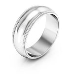 18K White Gold 7mm milgrain wedding band - DELLAFORA