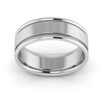 18K White Gold 7mm raised edge design comfort fit wedding band - DELLAFORA