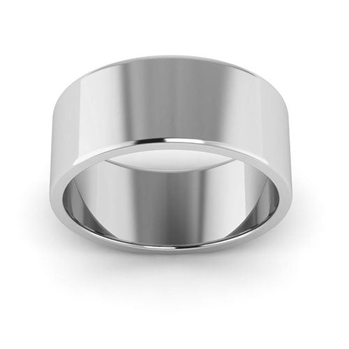 18K White Gold 8mm flat wedding band - DELLAFORA