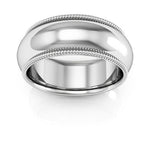 18K White Gold 8mm milgrain comfort fit wedding band - DELLAFORA